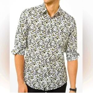 NWT Michael Kors Smokey Olive Long Sleeve Stretch Cotton Button Down Sz Med